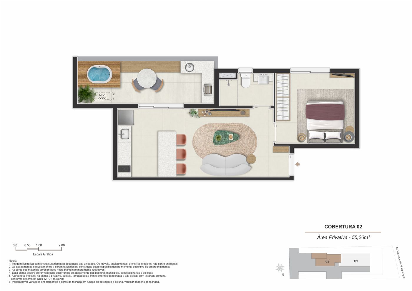 Planta humanizada ilustrativa da cobertura 502