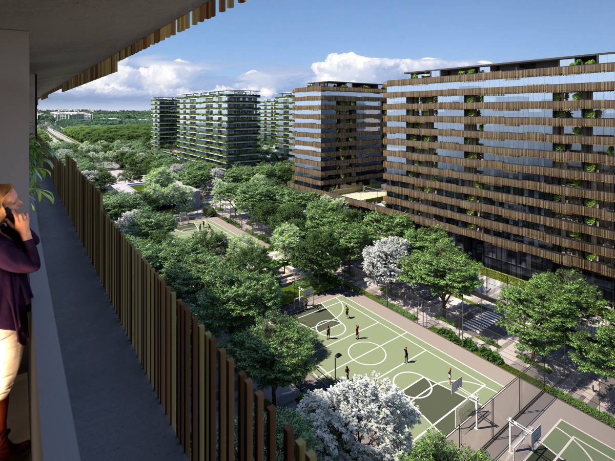 Imagem ilustrativa da vista da varanda para a alameda