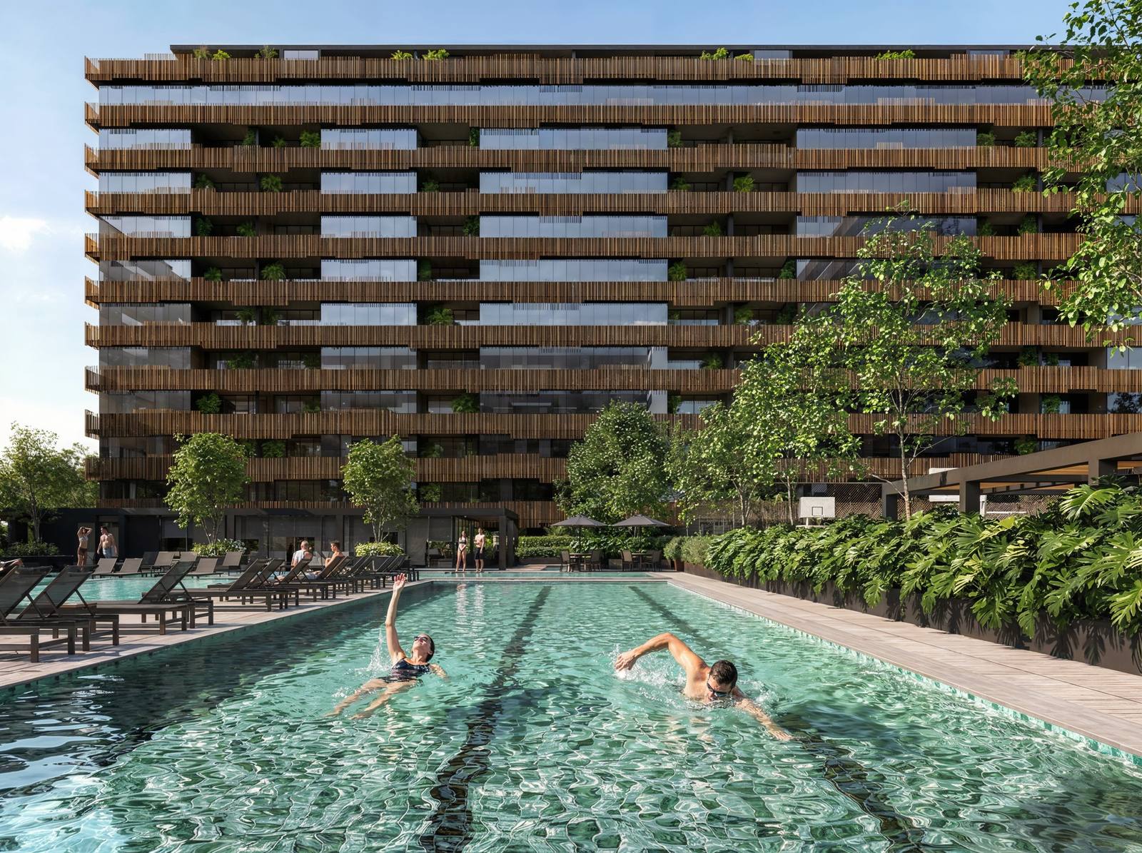 Imagem ilustrativa da piscina com raia do Arte Wood