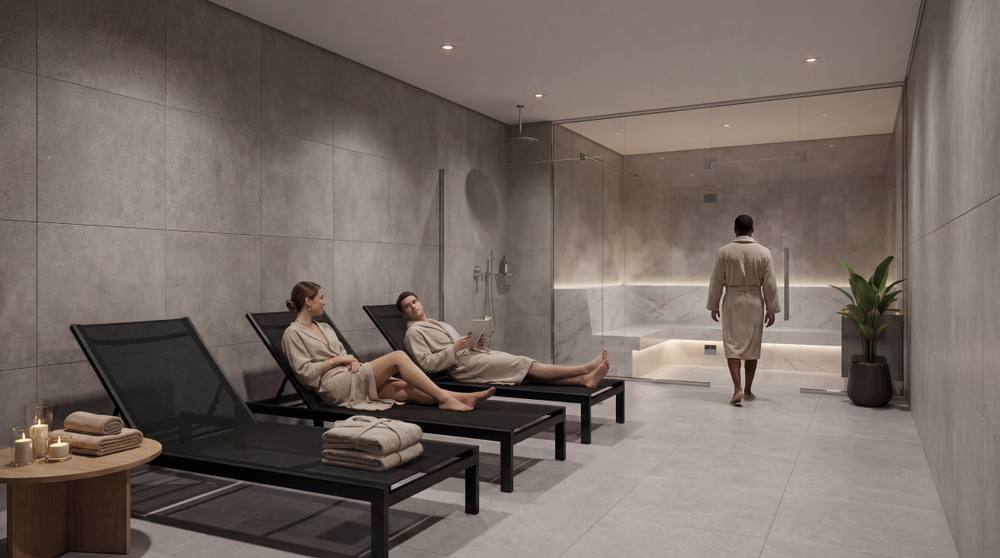 Imagem ilustrativa da sauna com repouso