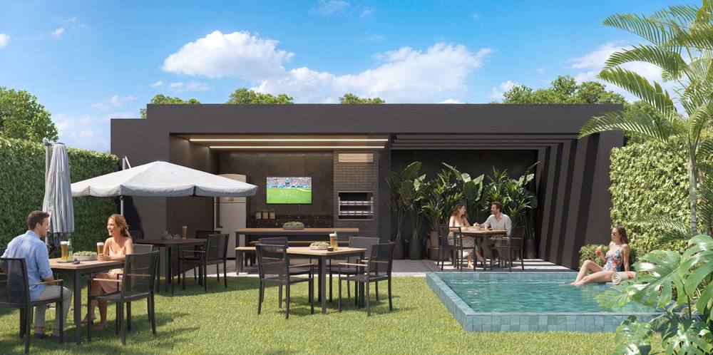Imagem ilustrativa do pool house com churrasqueira