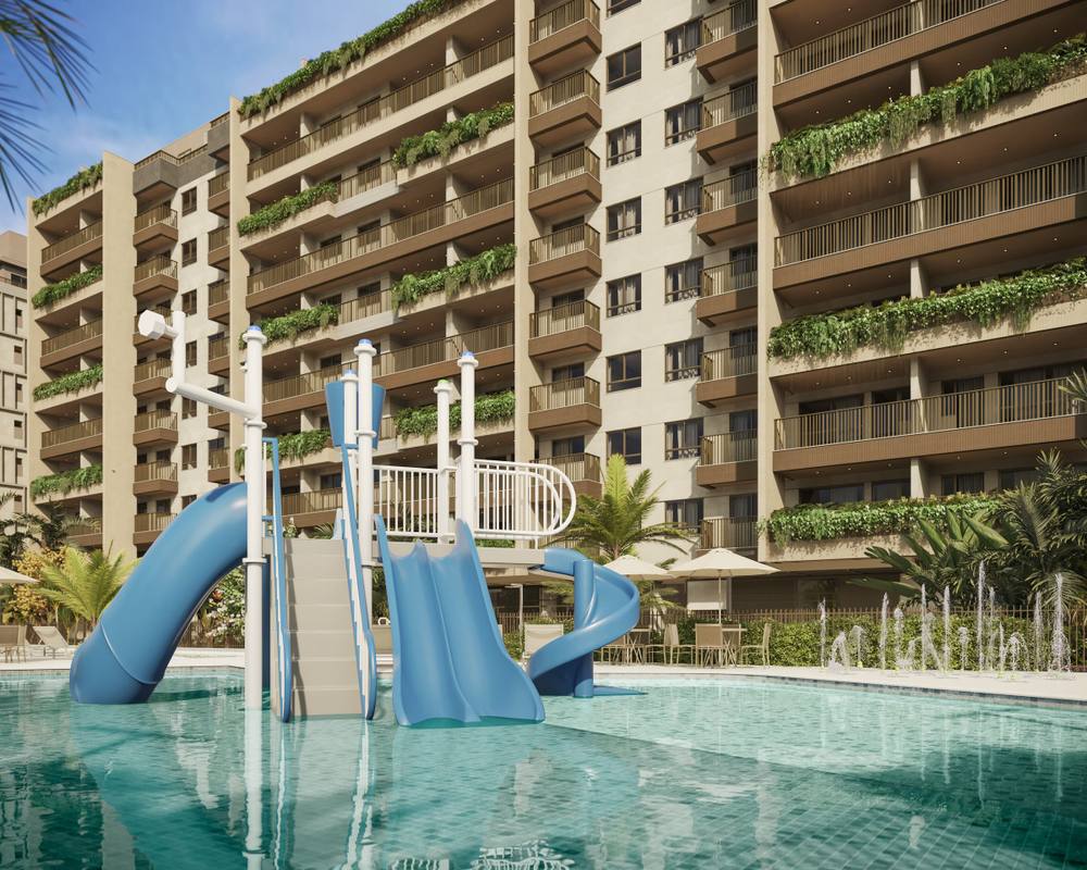 Imagem ilustrativa da piscina infantil com parque aquático
