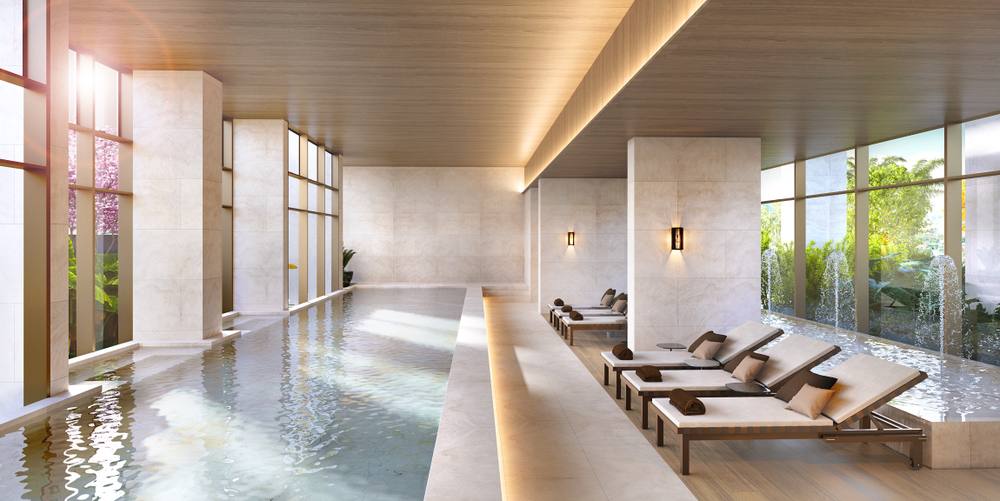 Imagem ilustrativa da piscina coberta climatizada com raia