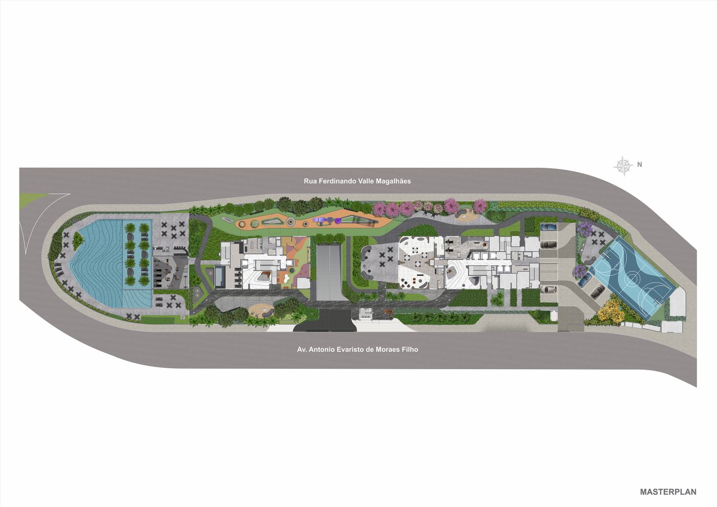 Masterplan ilustrado do térreo e do 18º pavimento do Coupé Tower