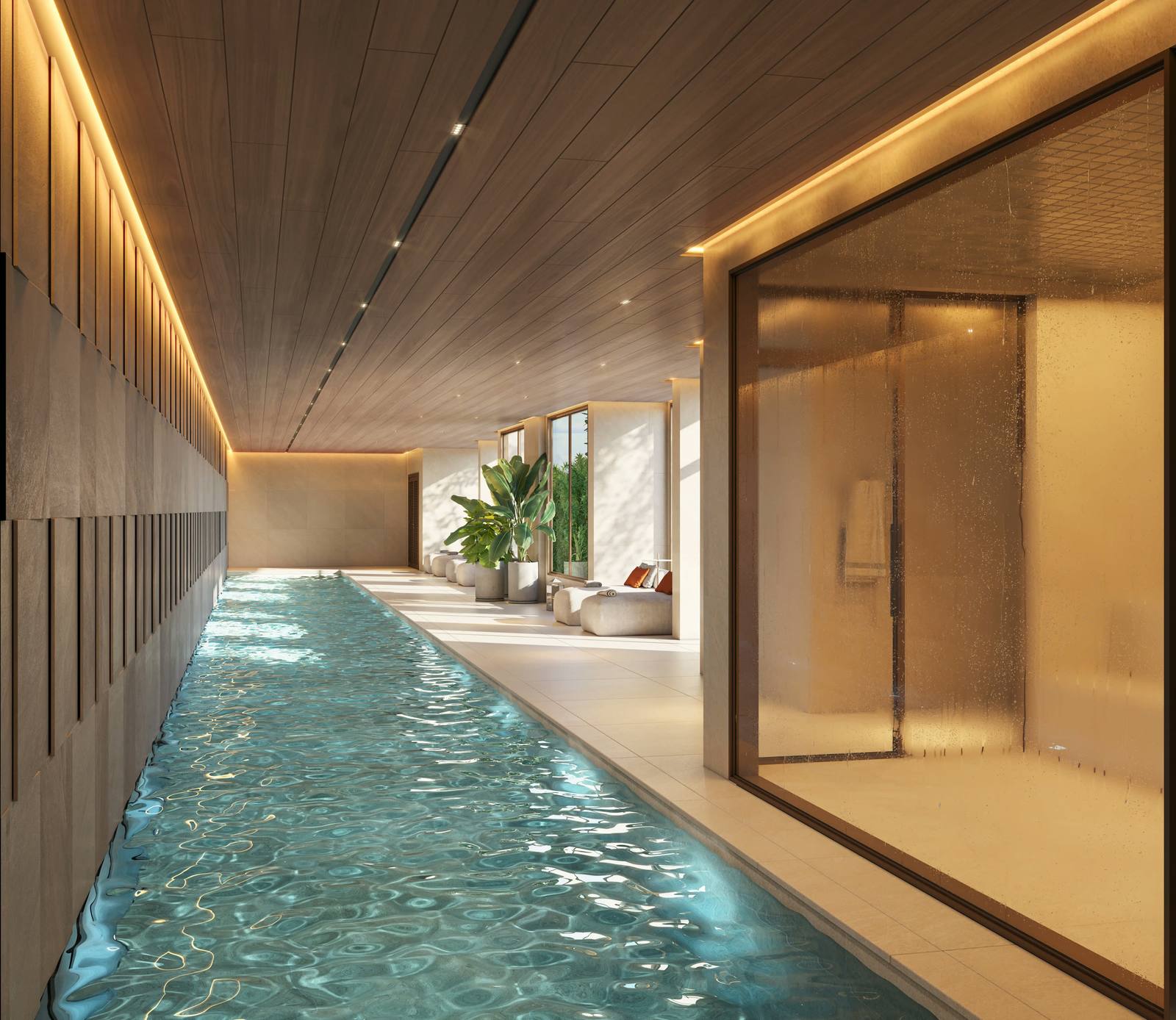 Imagem ilustrativa da piscina indoor climatizada com raia de 25 m